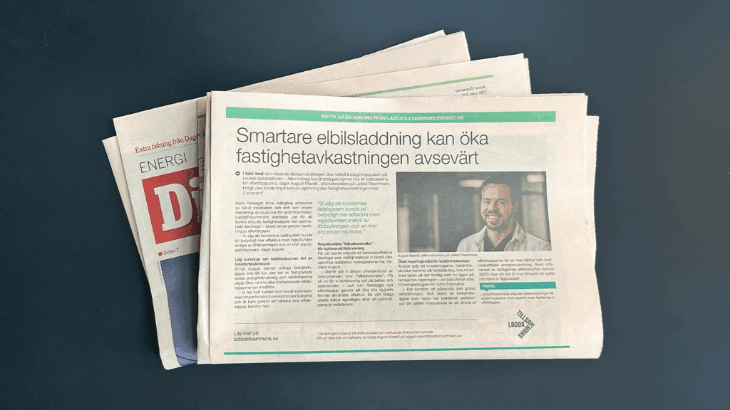 LaddaTillsammans i Dagens industri om effekttoppar och elbilsladdning i fastighet